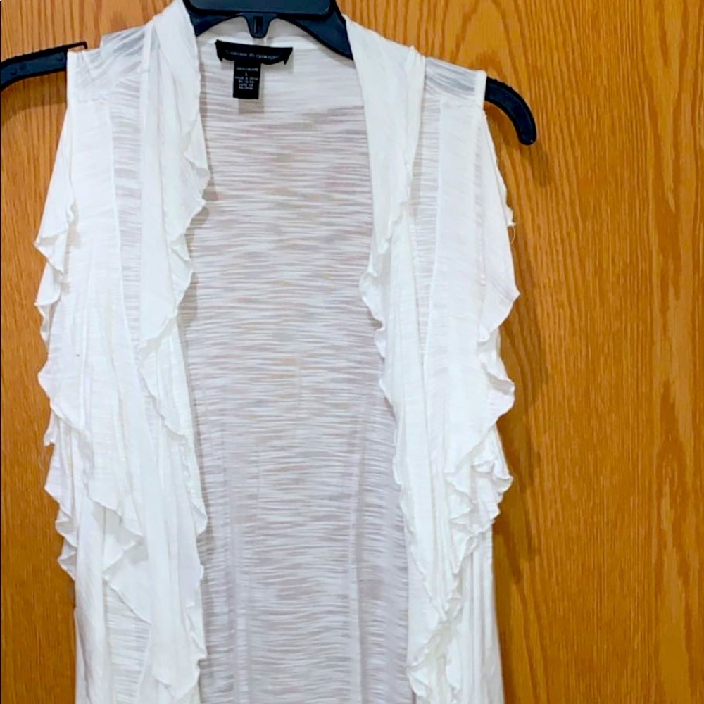 White Sleeveless Cardigan